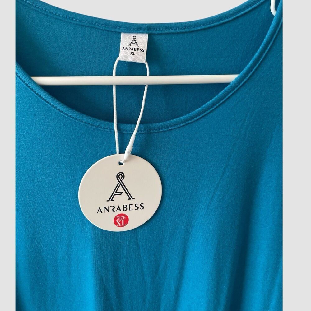 Anrabess Blue Short Sleeve Maxi T-Shirt Dress Size XL Pockets Tiered NWT - Picture 5 of 7